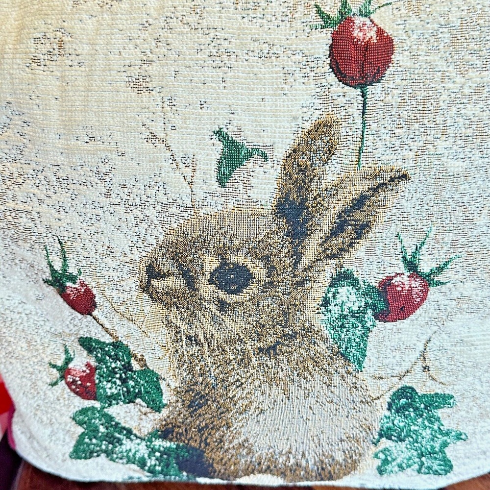 La France Home Tapestry Rabbit Pillow‎ 16x16 Burgundy B Mitchell Bunny Easter